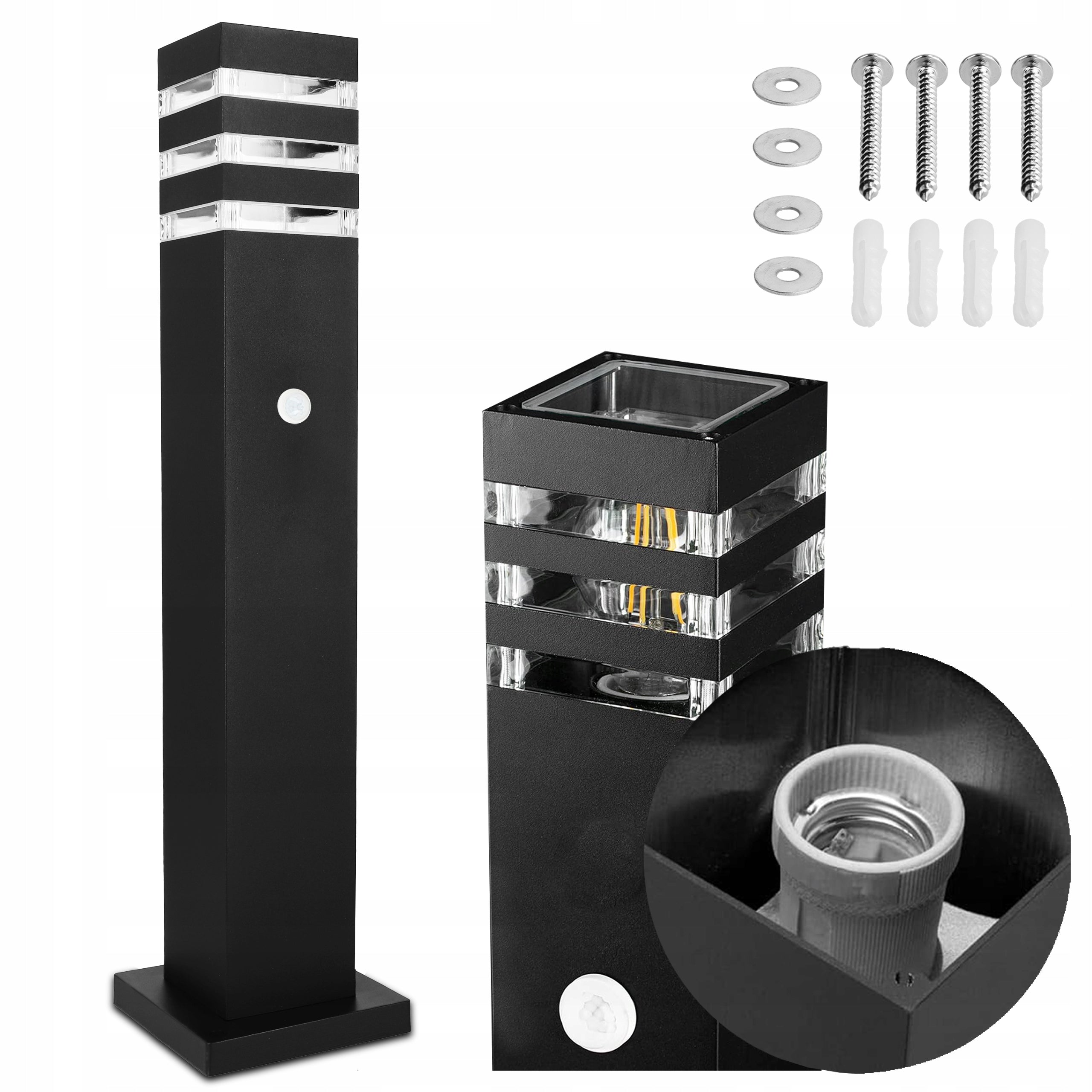 LED Garden Lamp Outdoor Standing Post with PIR Motion Sensor IP44 80cm
