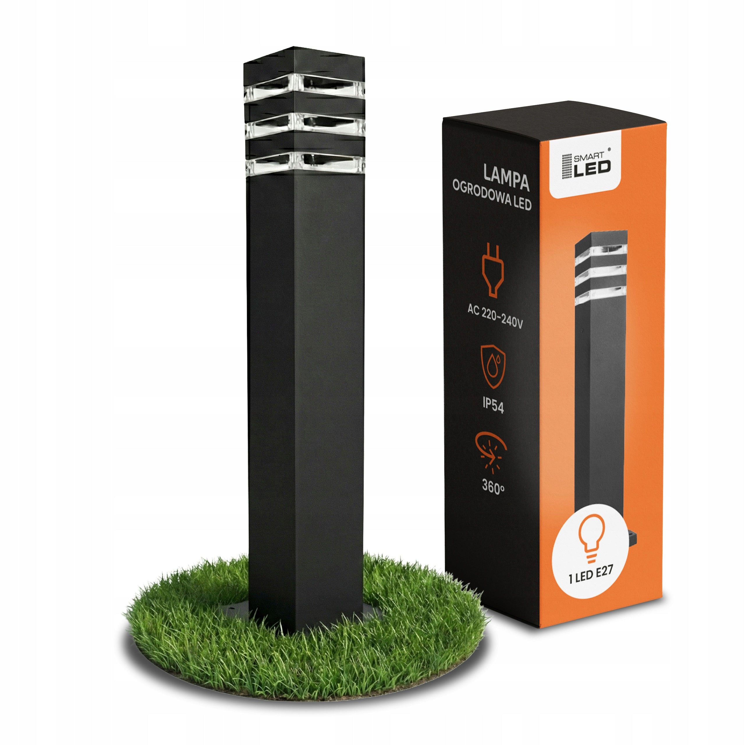LED Garden Lamp Post 60cm E27 Black Modern Strong PREMIUM 230V