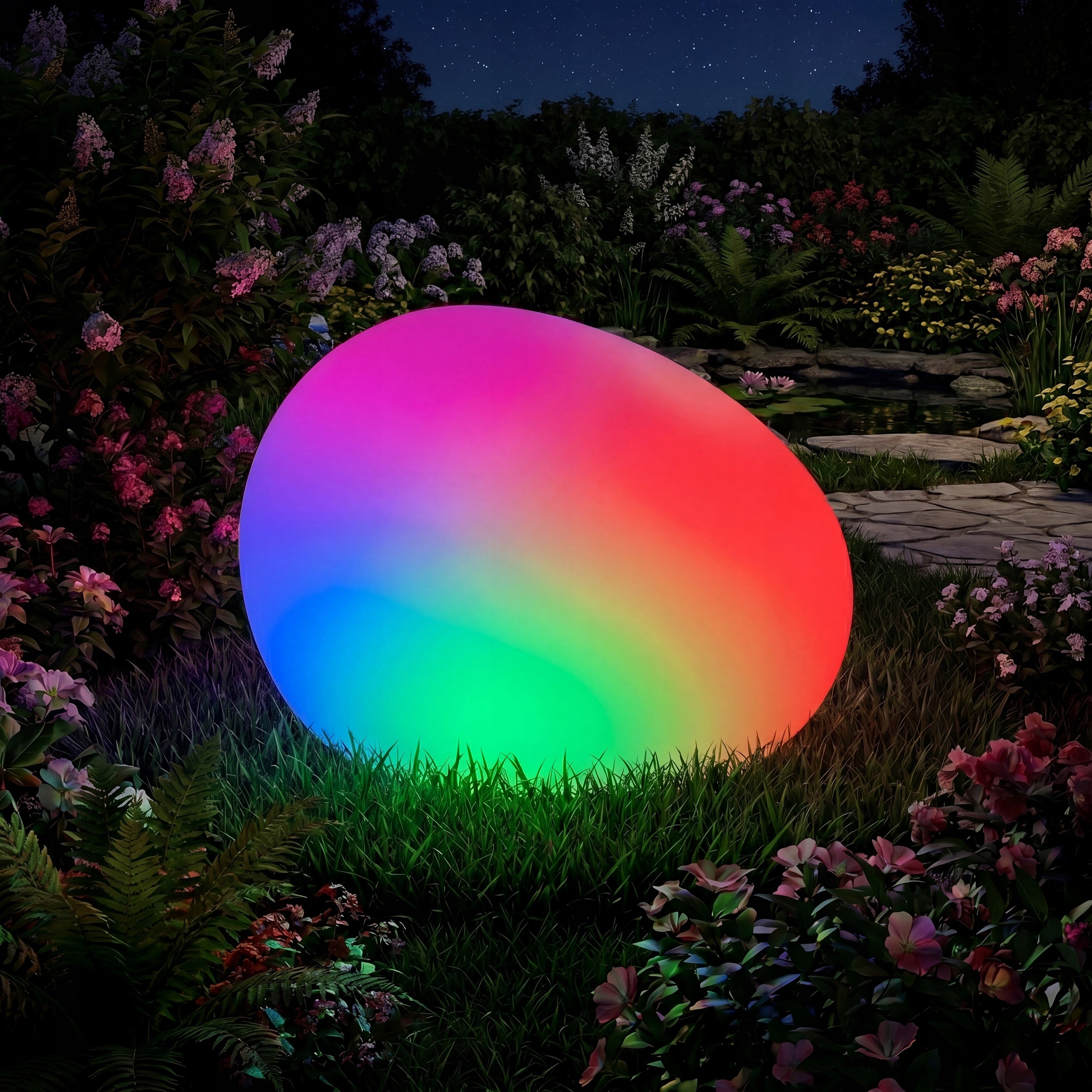 LED Garden Lamp Solar Oval Stone White RGB Remote Control Punched 40cm Manufacturer code Słupek Wbijany 7145