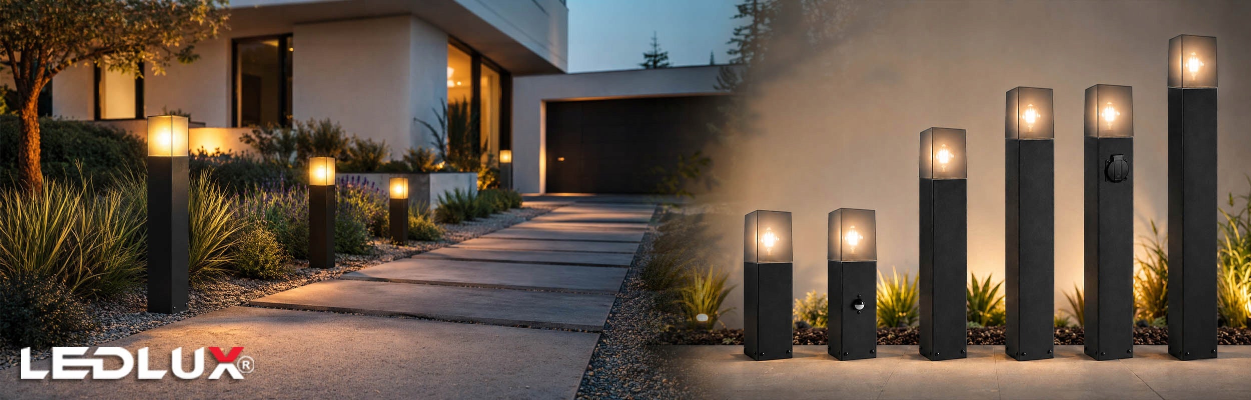 LED Garden Lamp Standing Post 60cm Outdoor IP44 E27 Premium Black Manufacturer code LOG-0001 BLACK 60cm