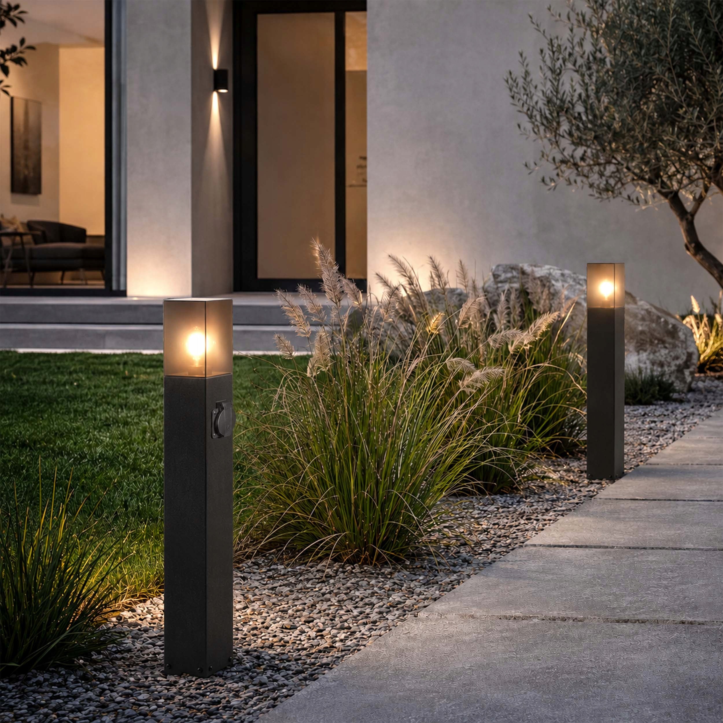 LED Garden Lamp Standing Post 60cm Outdoor IP44 E27 Premium Socket Power supply mains