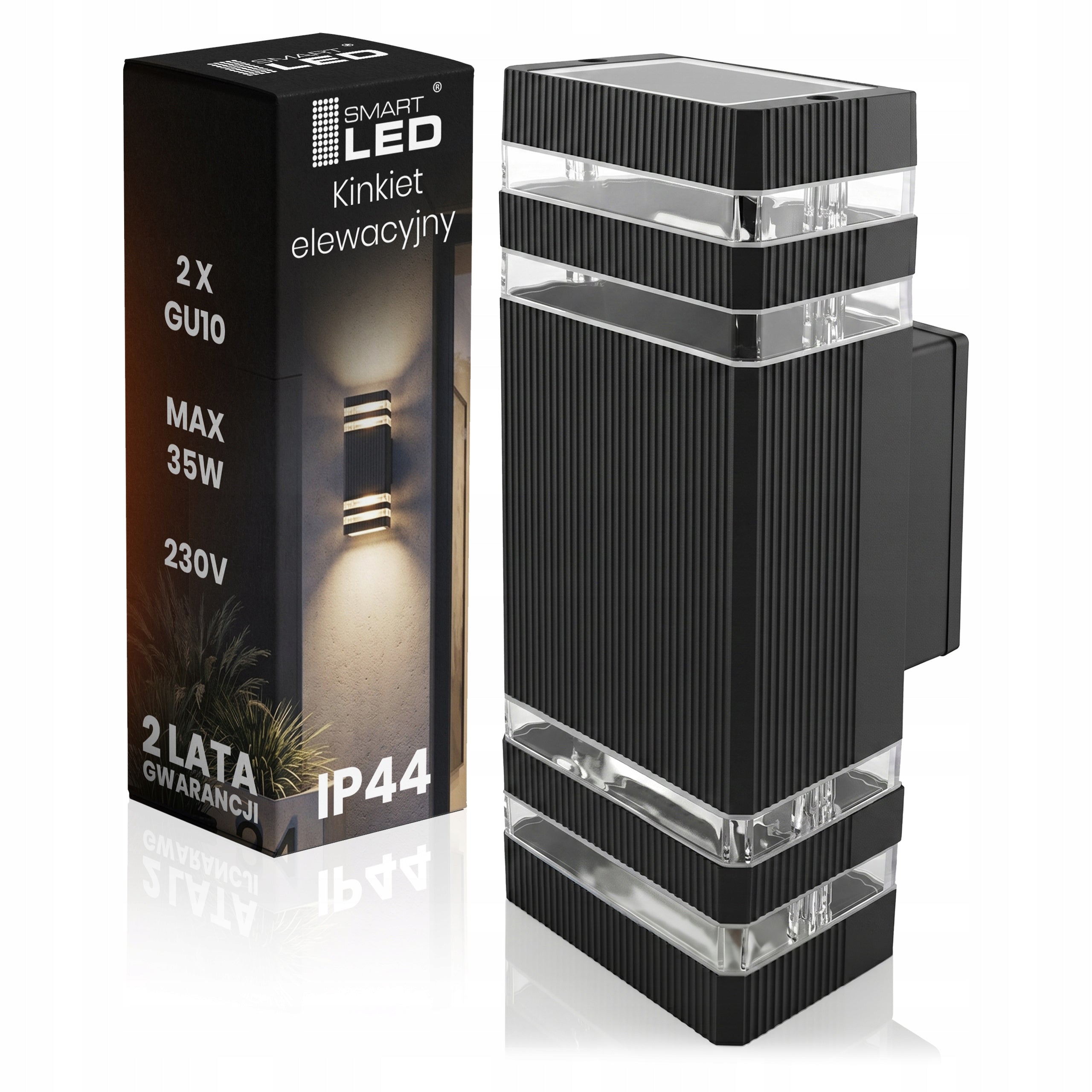 LED Garden Wall Lamp Facade Wall Lamp 2x GU10 IP54 Black Wall 230V