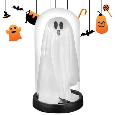 LED Ghost Ornament Night Light in Glass Dome - Halloween Decoration - White