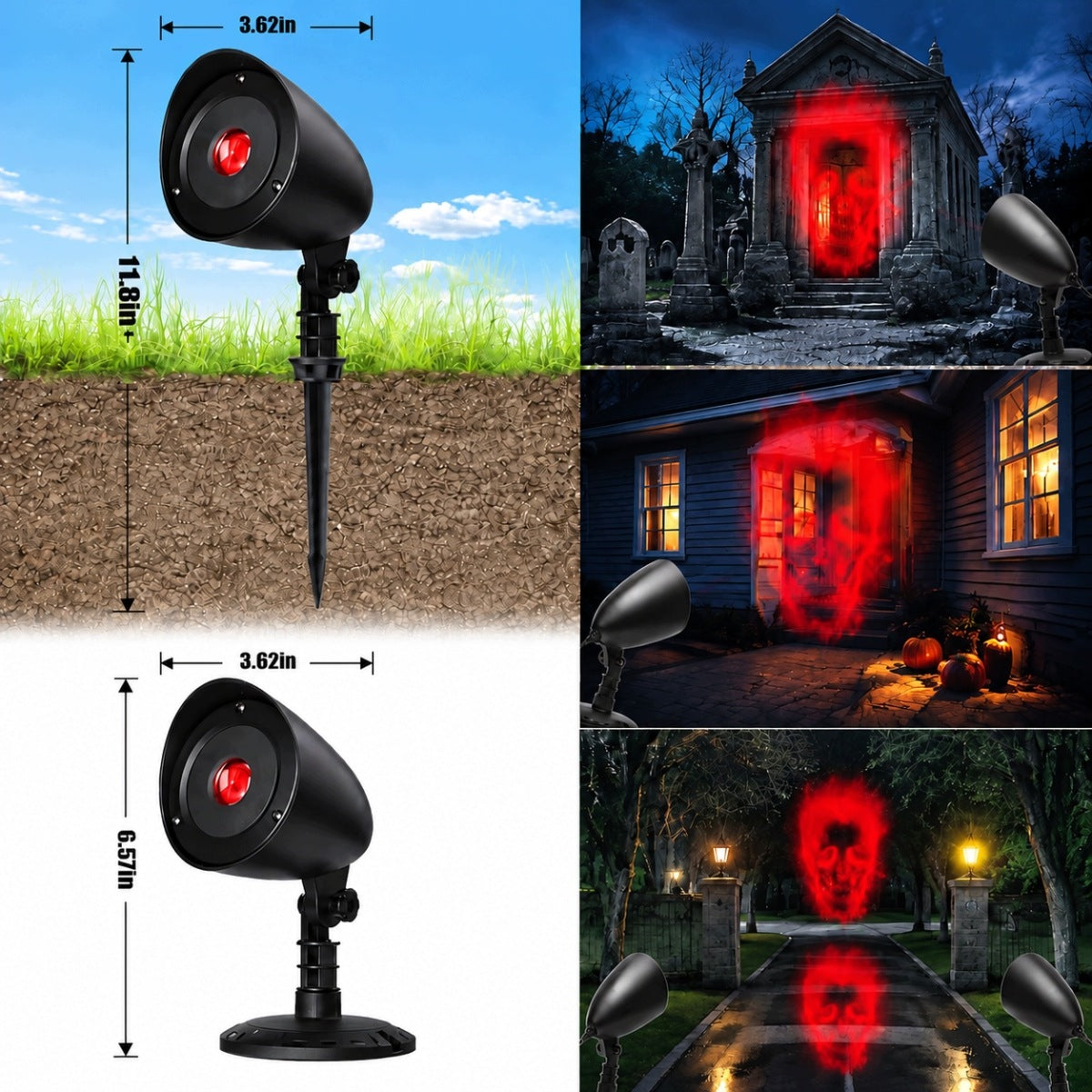 LED HALLOWEEN PROJECTOR WITH DYNAMIC 3D SKULL PATTERN AND IP44 TIMER Packaging status original