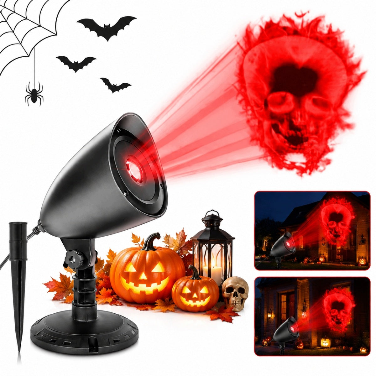 LED HALLOWEEN PROJECTOR WITH DYNAMIC 3D SKULL PATTERN AND IP44 TIMER