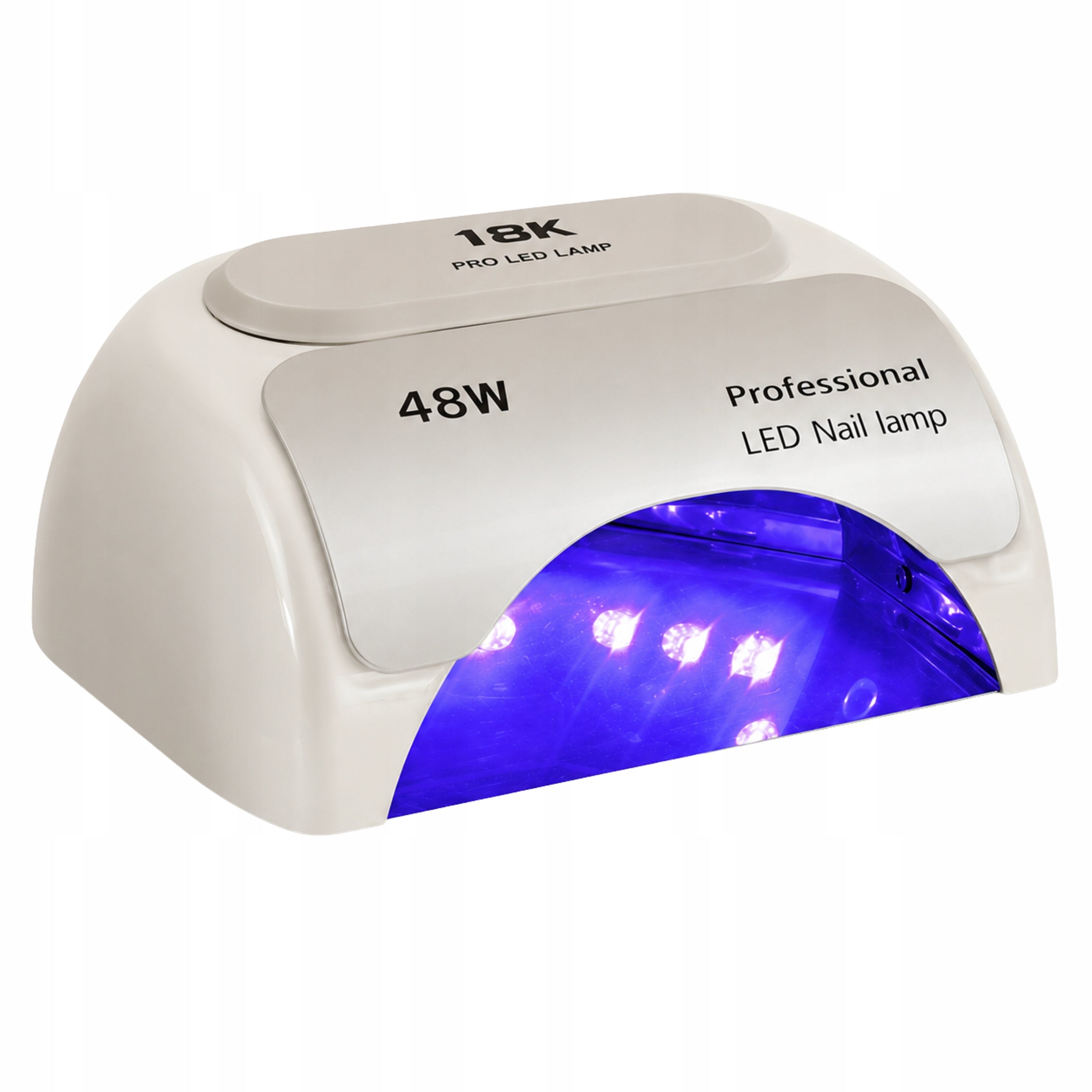 LED LAMP FOR NAILS HYBRIDS AND GELS 48W SILVER WITH TIMER MIRROR BOTTOM