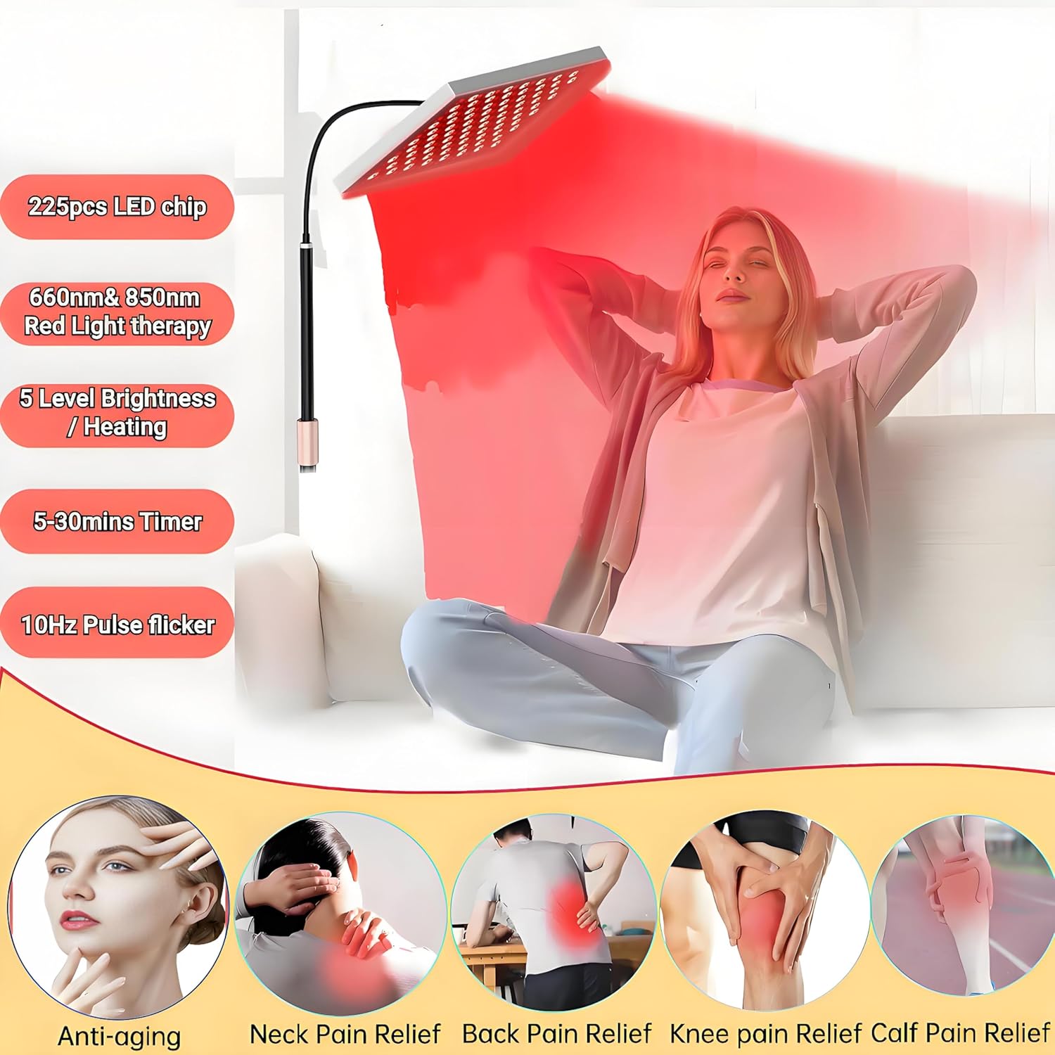 LED LAMP FOR RED LIGHT THERAPY 225 LED 660NM 850NM Medical device no