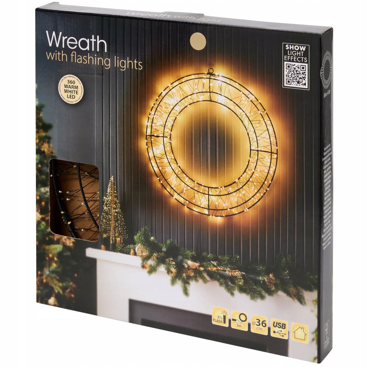 LED LIGHT DECORATION CHRISTMAS WREATH Ø 36 cm Manufacturer code 999935