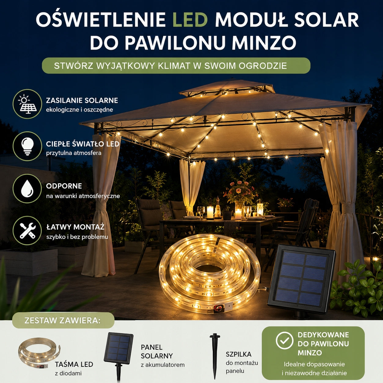 LED LIGHTING SOLAR MODULE FOR MINZO PAVILION