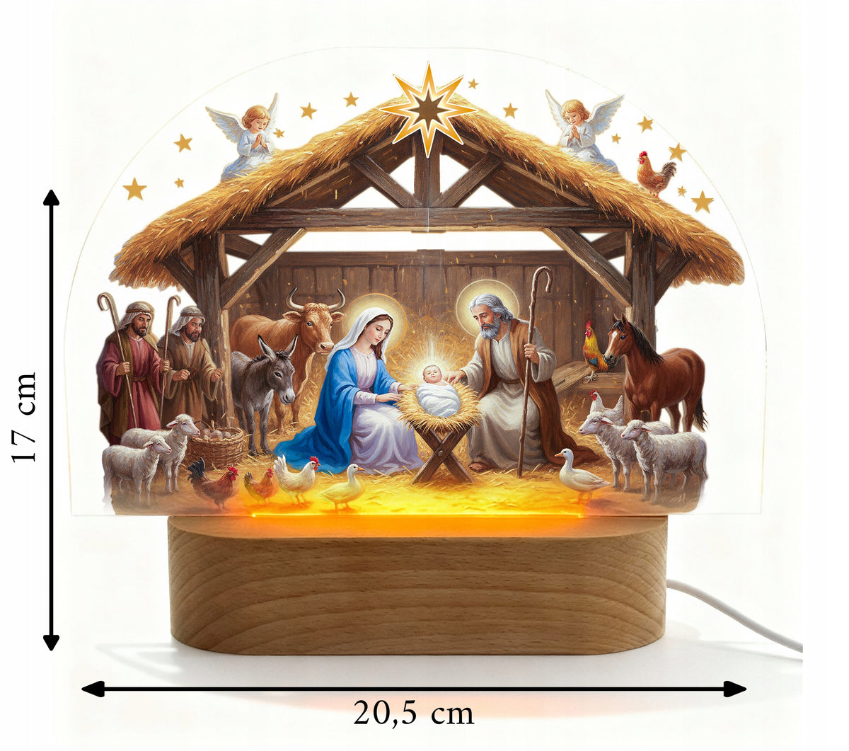 LED Light Christmas Nativity Scene – Wooden, glass with USB 21,5x17 cm EAN (GTIN) 5901042900875