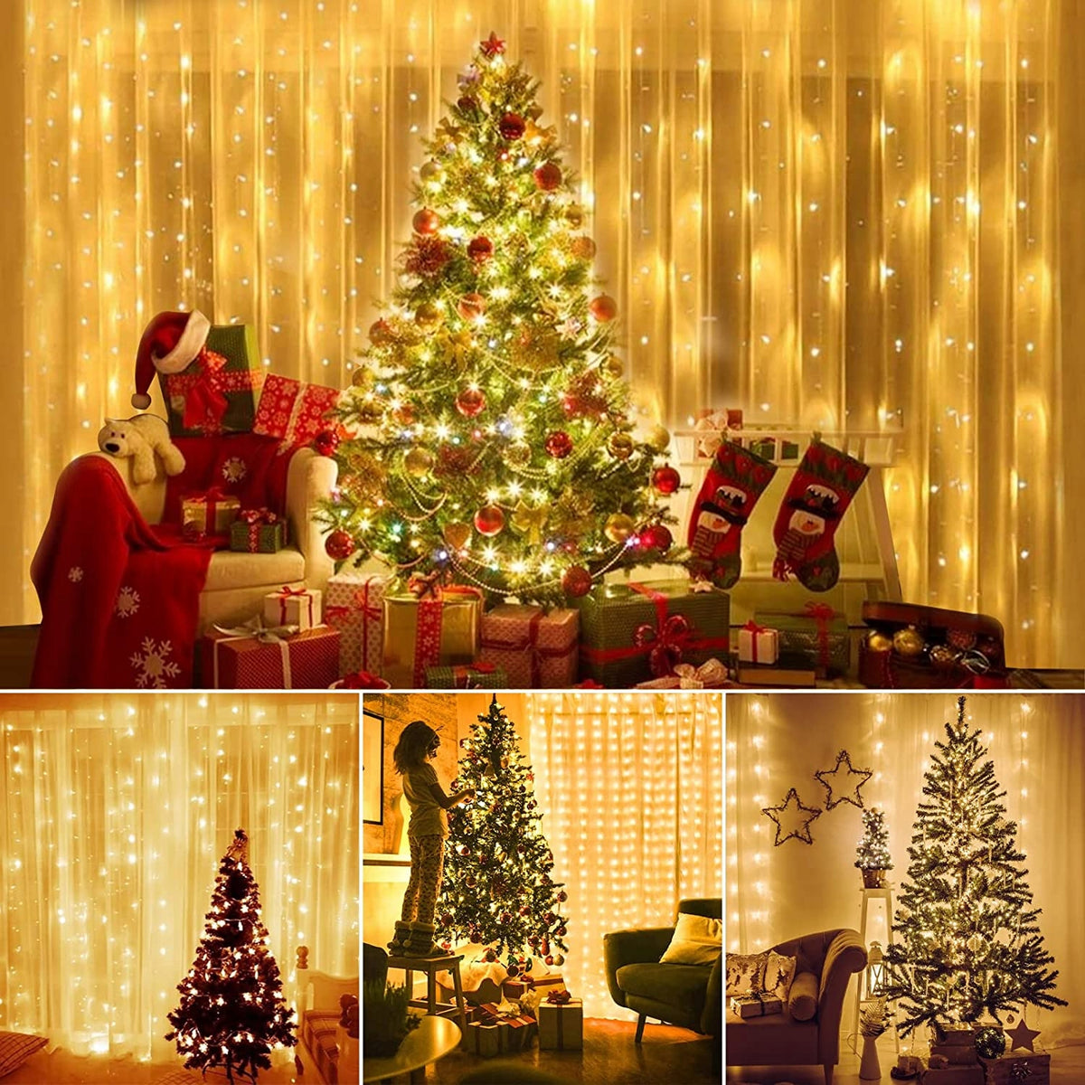 LED Light Curtain Garland 300 Christmas Tree Window Lights 3x3 WARM Manufacturer code Światełka GALAXIA Białe Ciepłe Girlanda 300