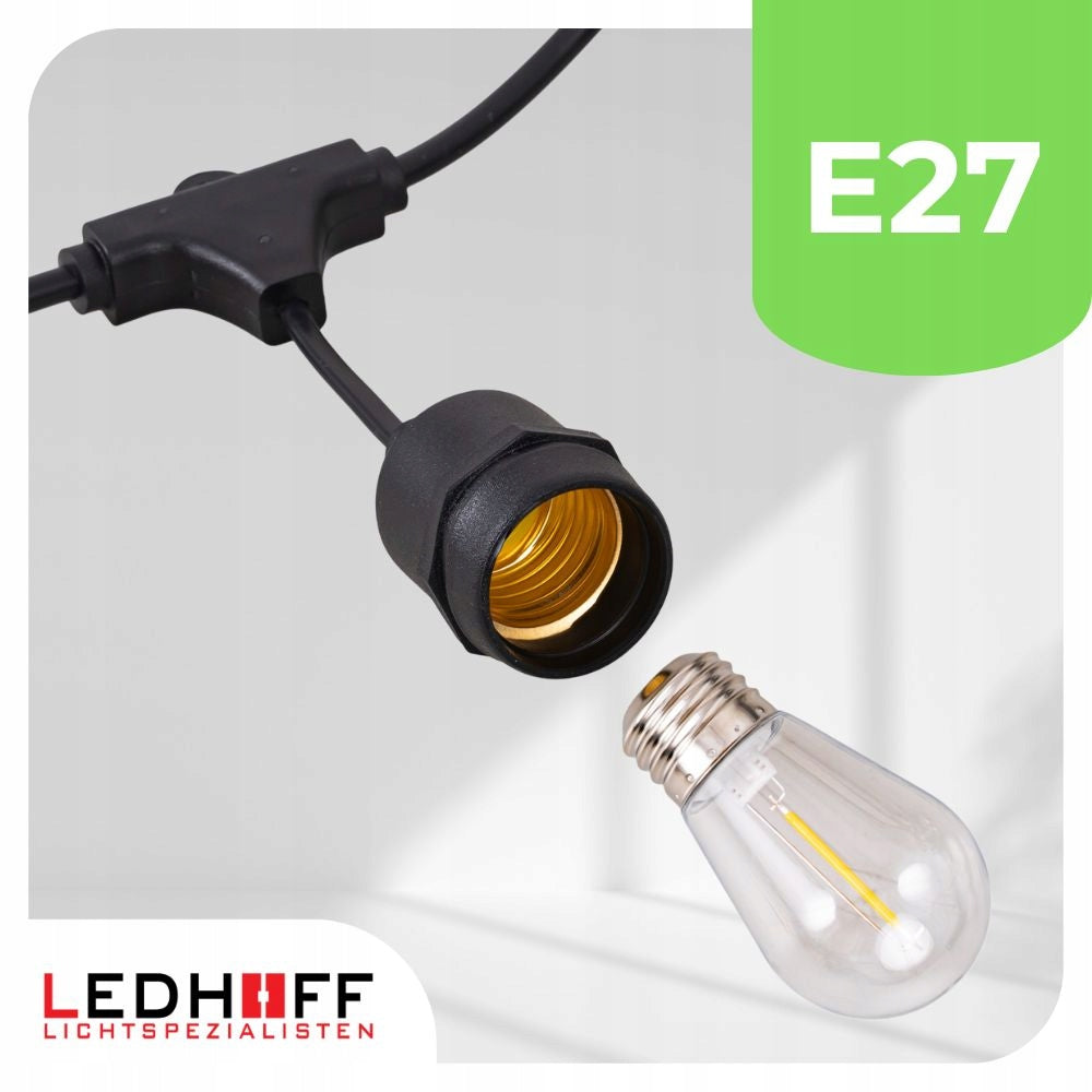 LED Light Garden Garland 15m 20 LED Large Bulb E27 Lights For Garden Length 1500 cm
