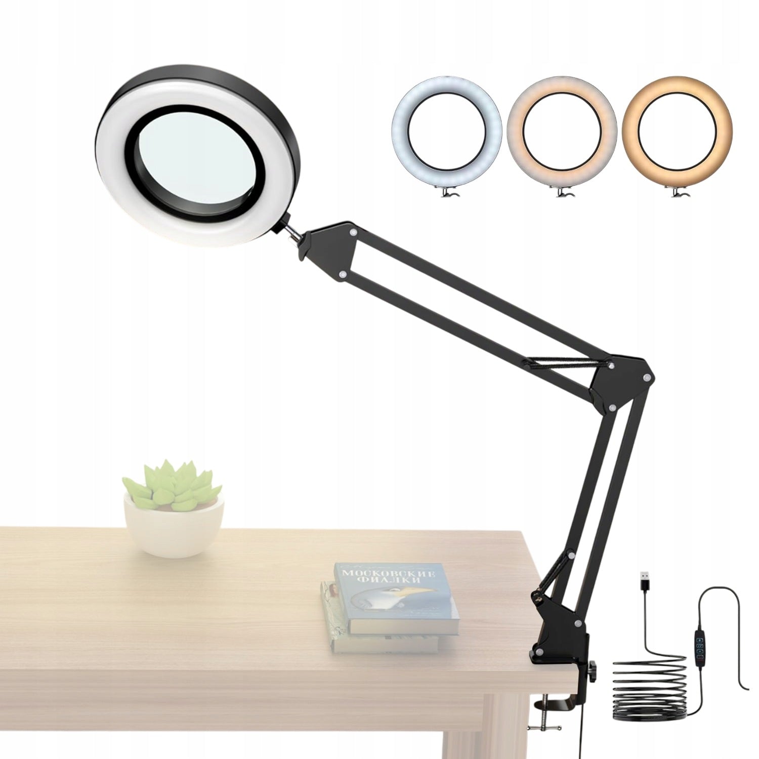 LED MAGNIFIER COSMETIC LAMP 10X DIOPTER GLASS 3000 6500K FOR READING