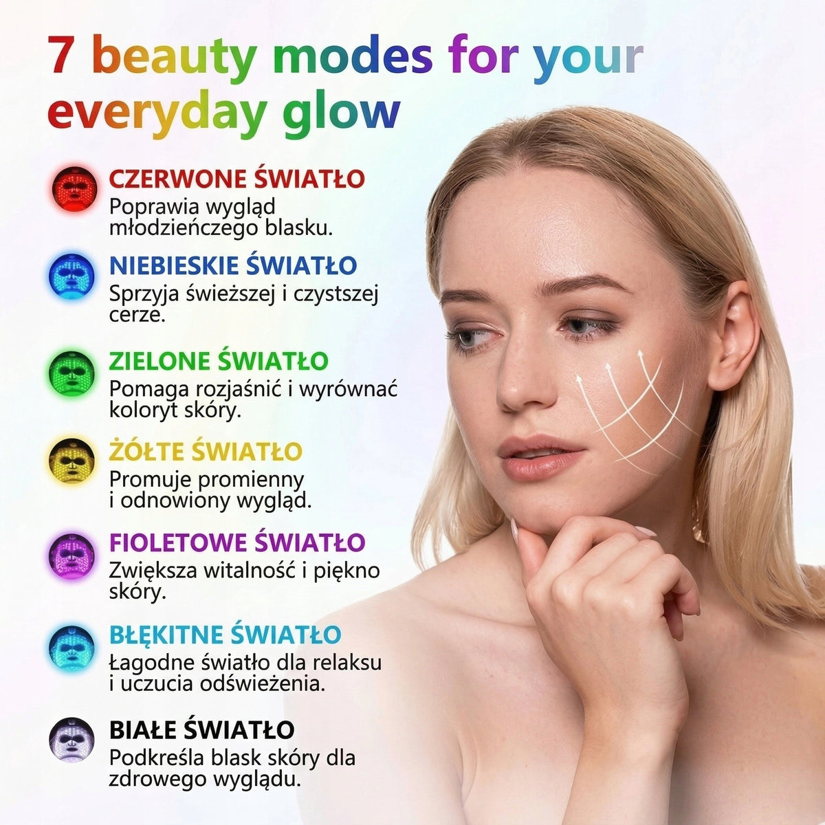 LED Mask 7 Colors Face Light Therapy Wireless Medical device no