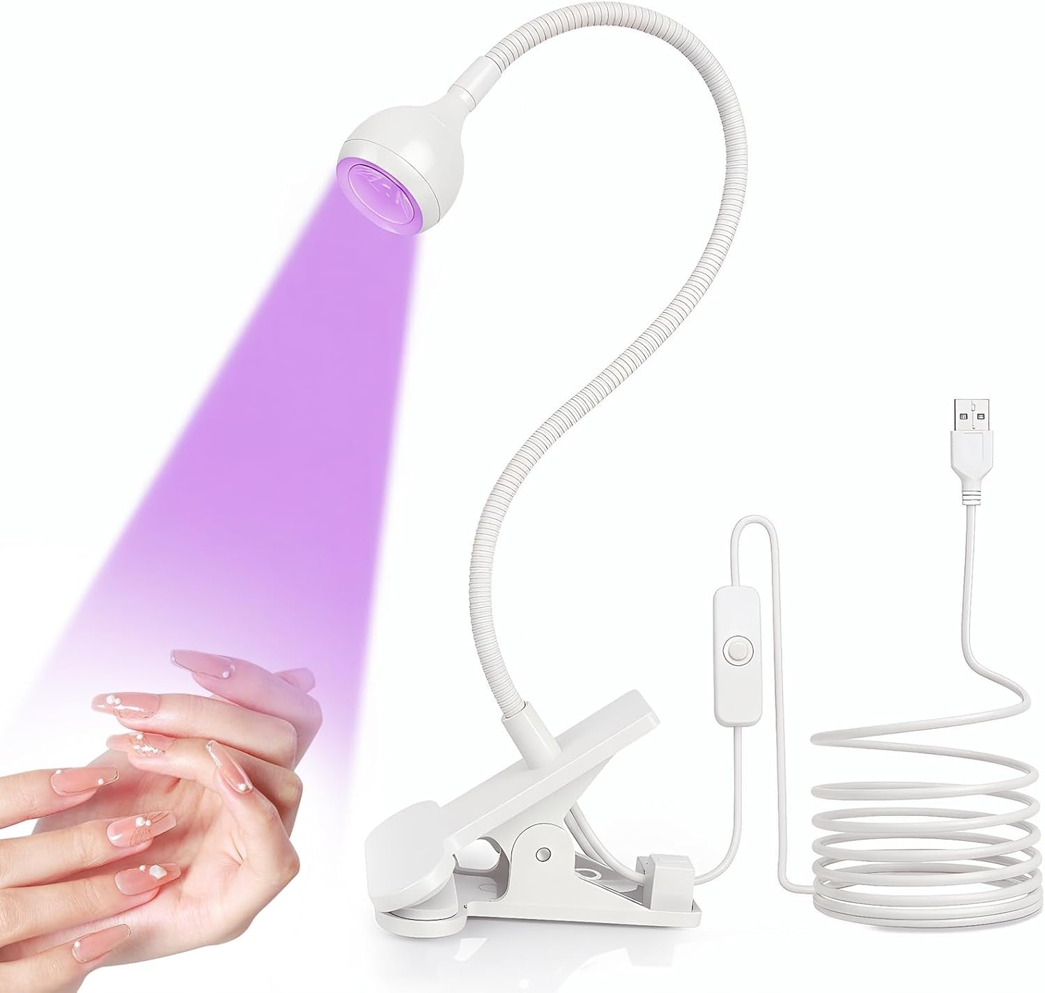 LED Nail Lamp 5W Flexible Neck Drying Gel White Portable