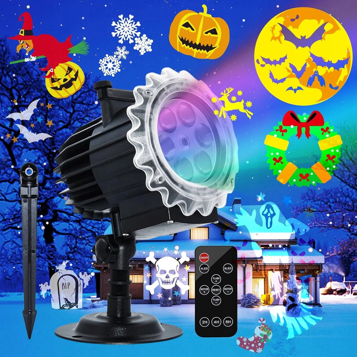LED PROJECTOR CHRISTMAS HALLOWEEN CHRISTMAS WITH REMOTE CONTROL