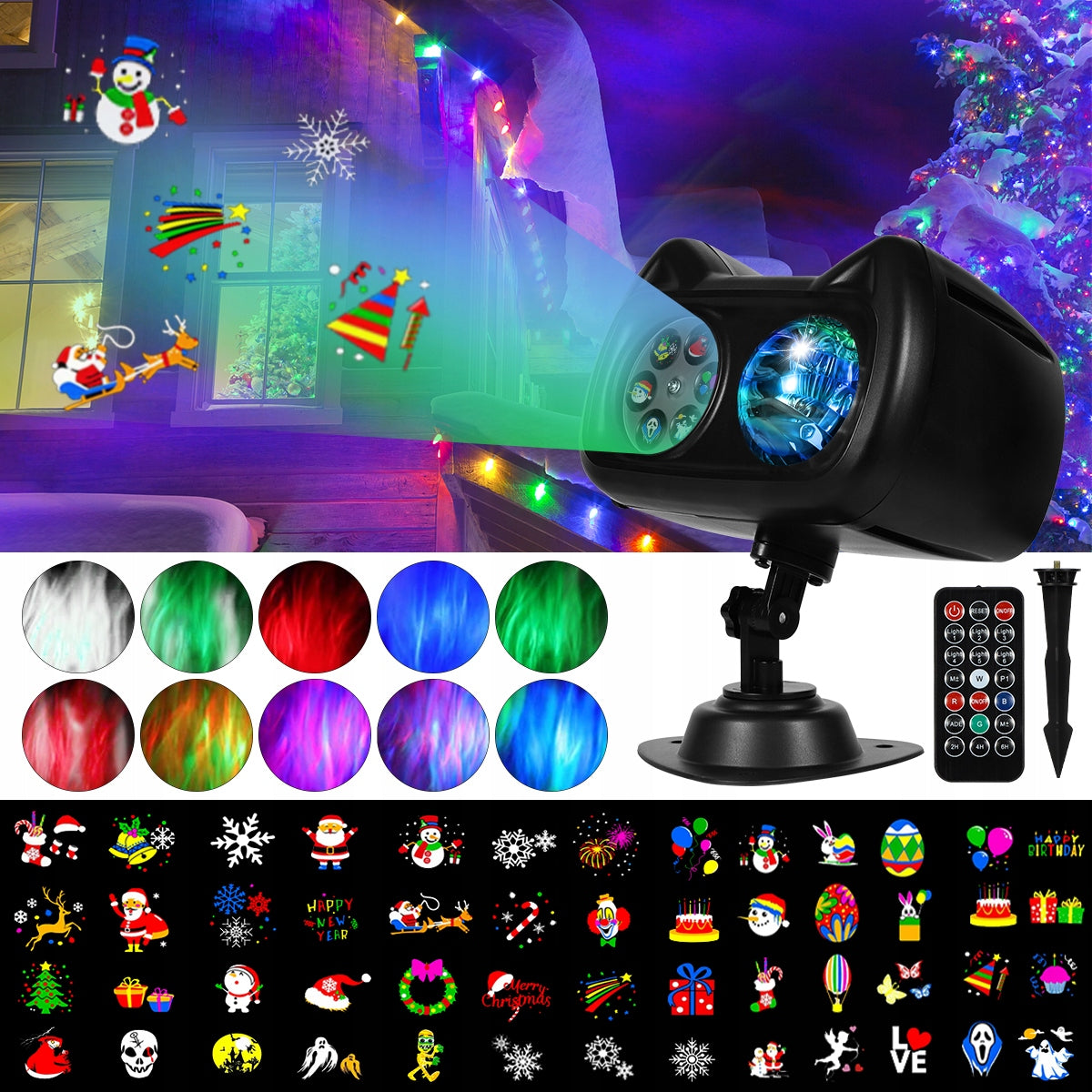 LED PROJECTOR CHRISTMAS LASER SPOTLIGHT FOR HOME PROJECTOR 12 THEMES+PILOT Manufacturer code 4016819806005