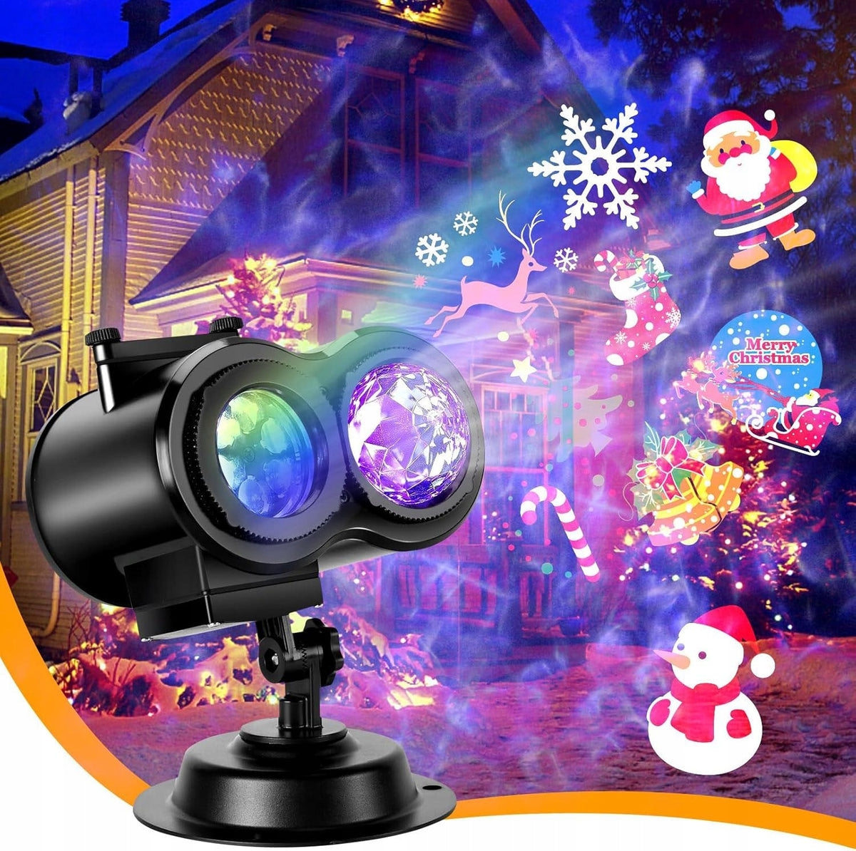 LED PROJECTOR LAMP, 12 SHEETS OF PROJECTOR LIGHT FOR CHRISTMAS Packaging status original