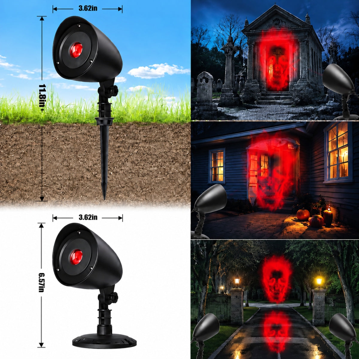 LED PROJECTOR OUTDOOR HALLOWEEN DYNAMIC 3D SKULL PATTERN WITH TIMER Packaging status original