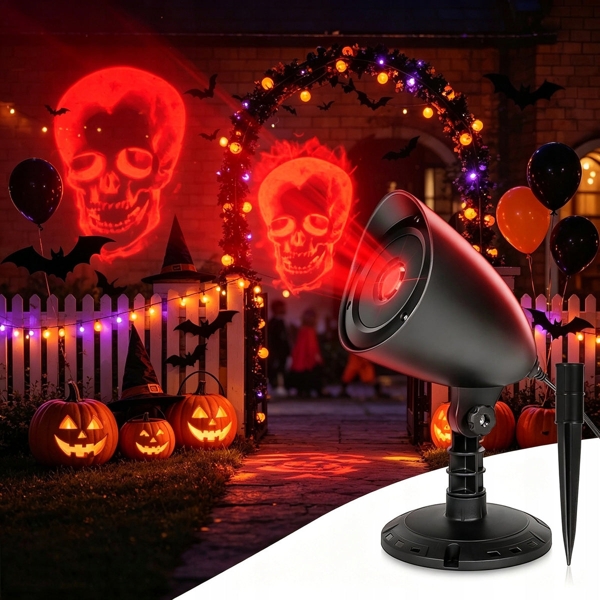 LED PROJECTOR OUTDOOR HALLOWEEN DYNAMIC SKULL PATTERN 3D Patterns, TIMER