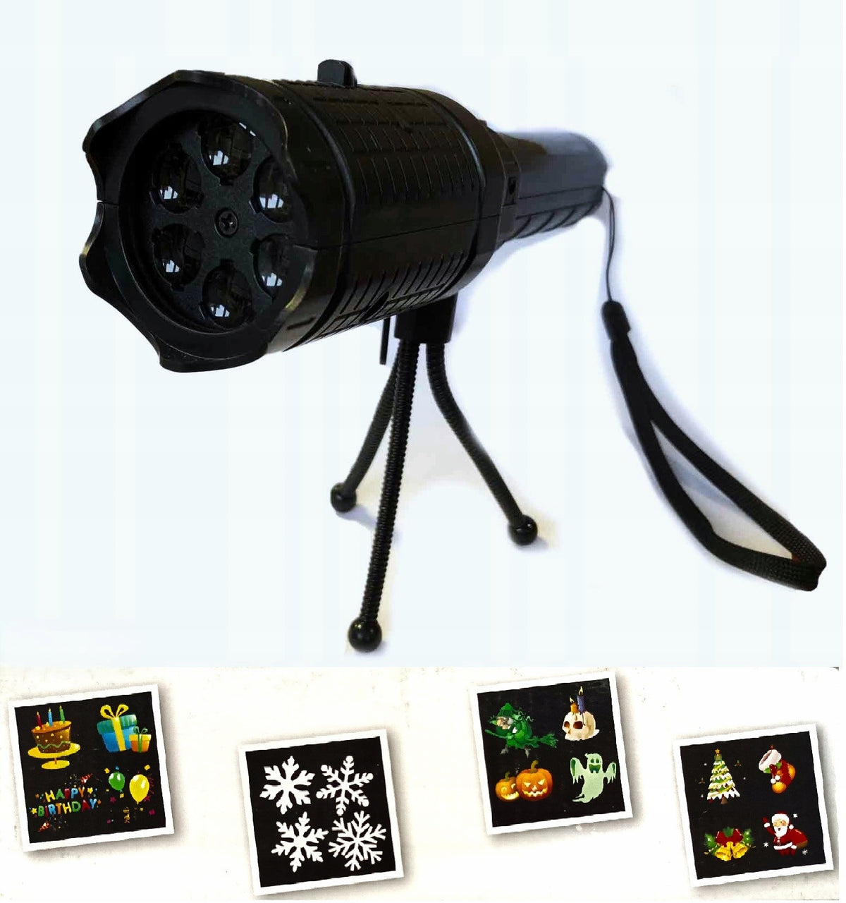 LED Projector 4 Interchangeable Slides Christmas Birthday Halloween Winter
