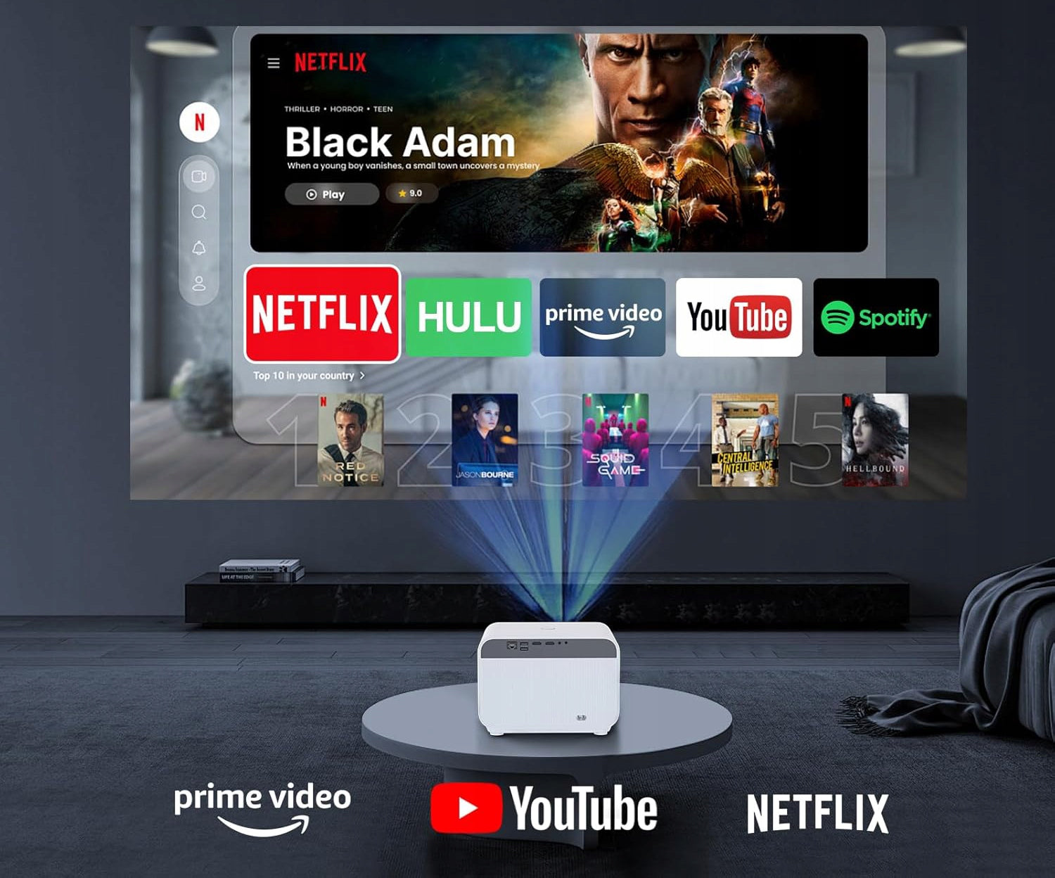 LED Projector YouTube NETFLIX AutoFocus FHD 4K WiFi BT PILOT Packaging status original