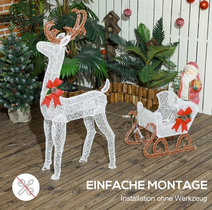 LED REINDEER AND SLEIGH CHRISTMAS DECORATION 170 LIGHTS 50 x 29 x 42 cm Manufacturer code 844-995V90WT