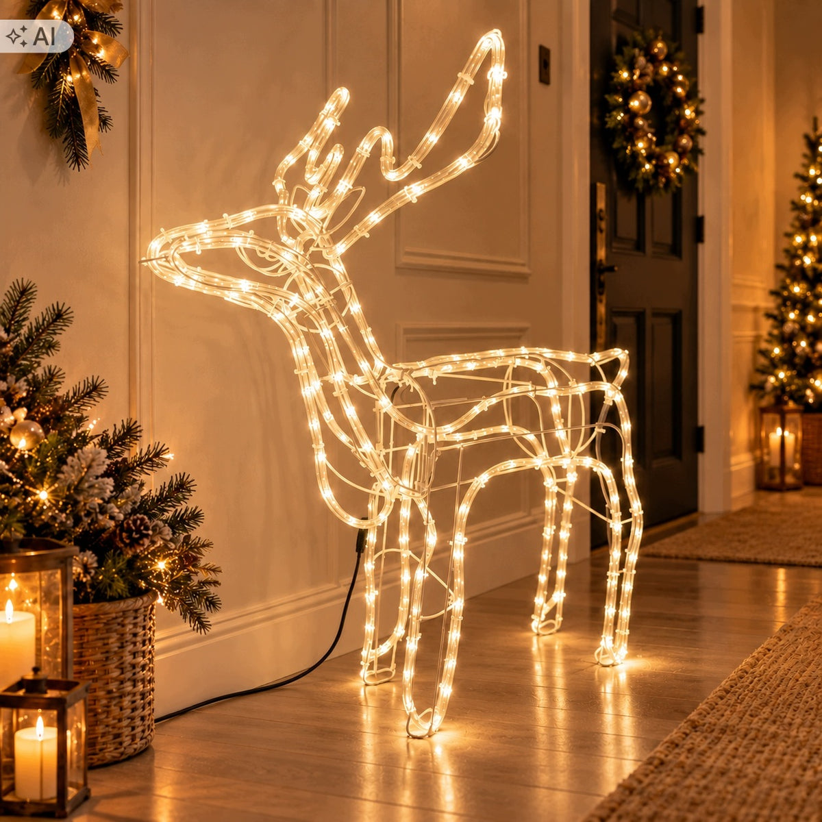 LED REINDEER CHRISTMAS LIGHT DECORATION FOR HOME GARDEN warm white 90 cm Packaging status original