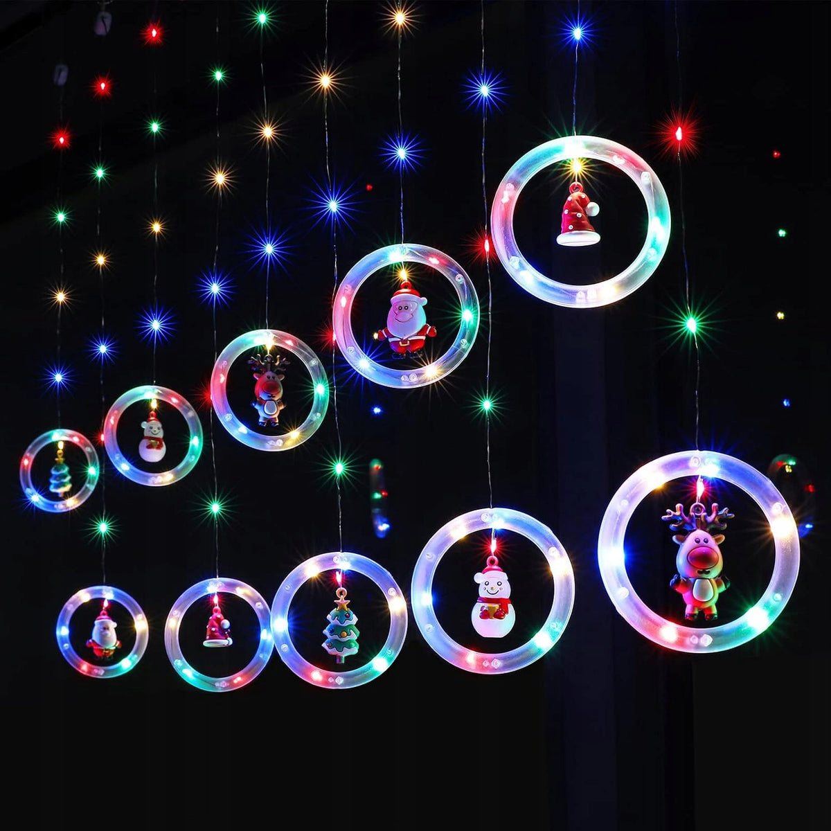 LED RGB Light Curtain 3m Christmas Figurines Remote Control USB Timer BLOOMWIN Brand no brand