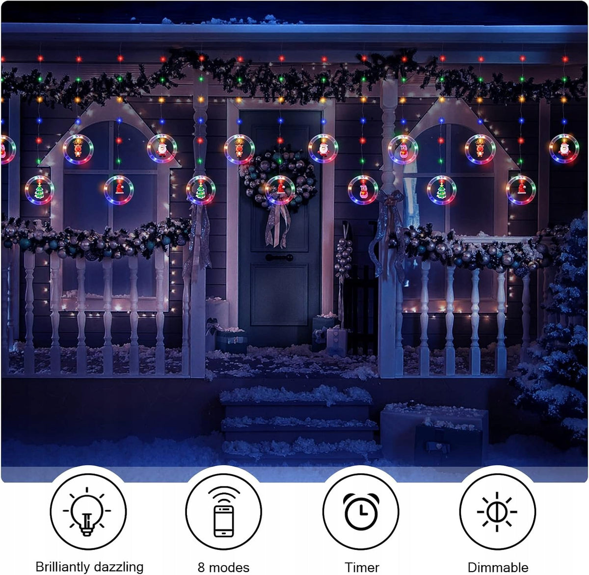LED RGB Light Curtain 3m Christmas Figurines Remote Control USB Timer BLOOMWIN Manufacturer code U-015