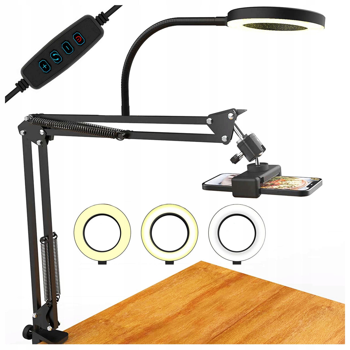 LED RING LAMP for Photo TRIPOD RING REMOTE CONTROL PHONE HOLDER IPHONE Packaging status original