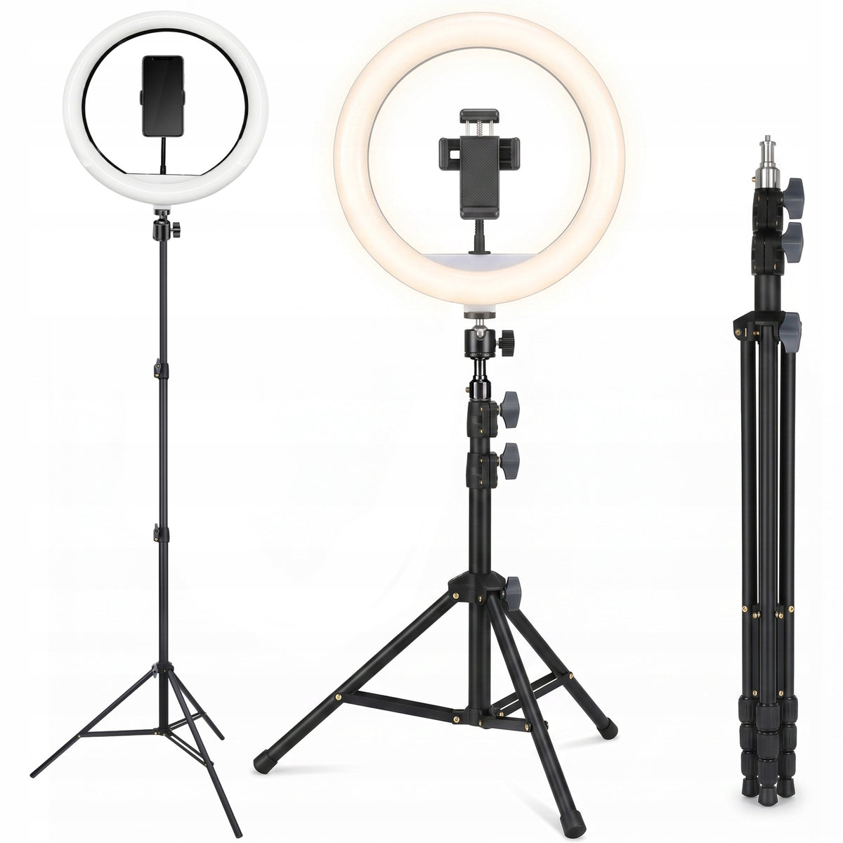 LED SELFIE RING LAMP TRIPOD 210cm REMOTE CONTROL + PHONE HOLDER Packaging status original