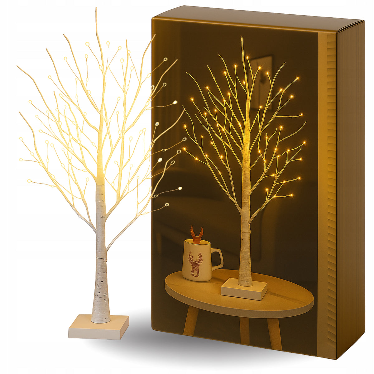 LED TREE BEAUTIFUL BIRCH COZY GLOWING WHITE WARM CHRISTMAS 60cm