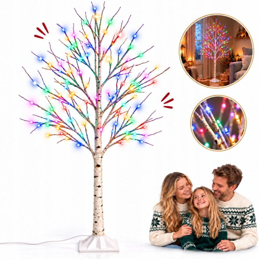 LED TREE BIRCH 150 CM MULTICOLOR GLOWING DECORATIVE FOR THE HOUSE OF THE ROOM