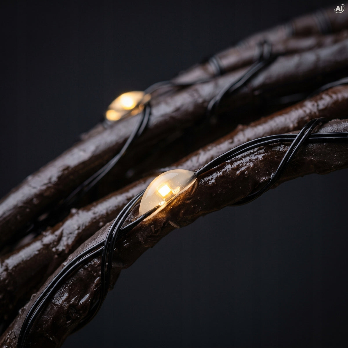 LED TWIGS 2 PCS 100 LEDS ILLUMINATED 81CM BROWN BATTERY OPERATED WITH TIMER Brand Allbag