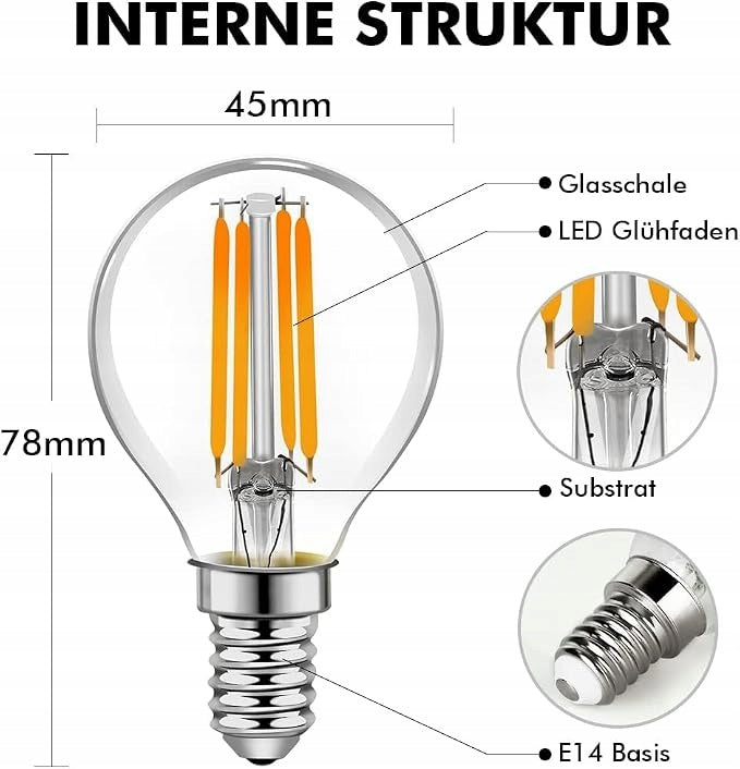 LED filament bulbs E14 LED 2700K Vintage Lamp 5W set of 6pcs Packaging status original