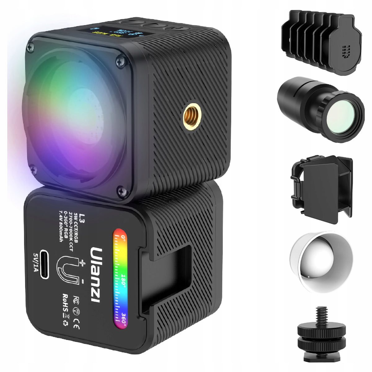 LED lamp Ulanzi L3 - RGB, WB (2700 K - 7000 K) GOBO filters