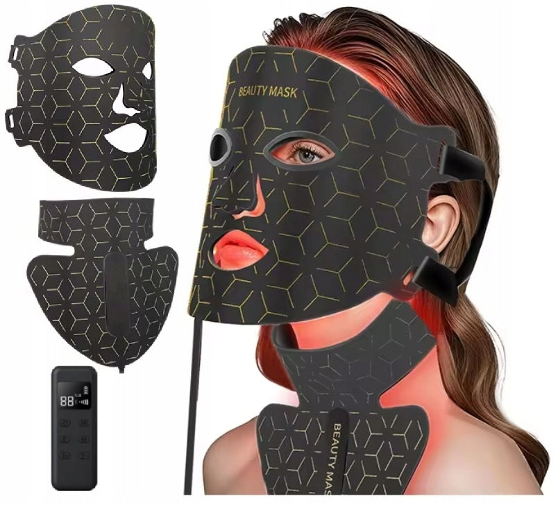 LED mask BEAUTY face neck 4in1 remote control photon therapy 7 kinds of light