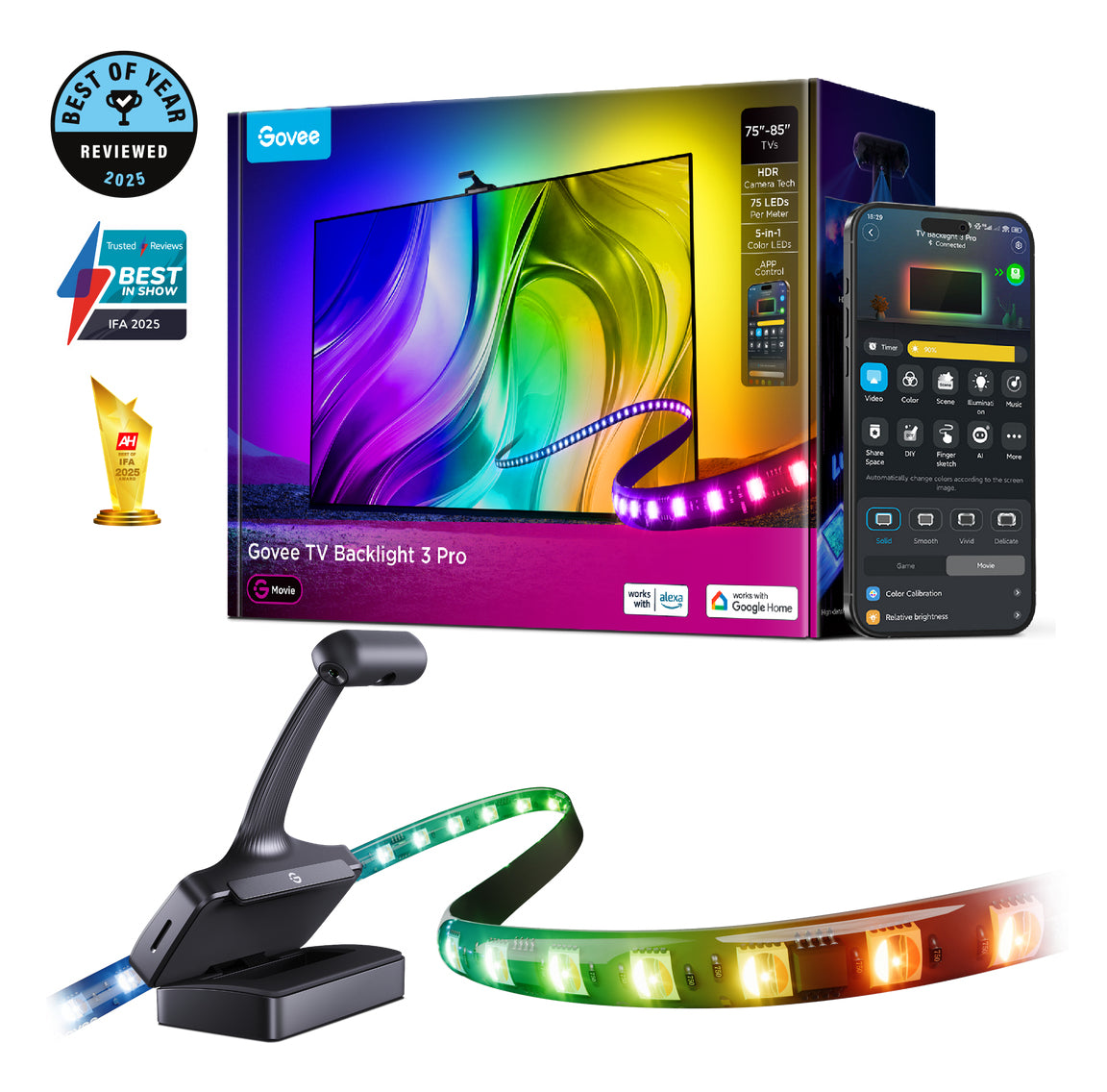 LED pásek Govee TV Backlight 3 Pro 3,6 milionu barev pro 75-85 palců