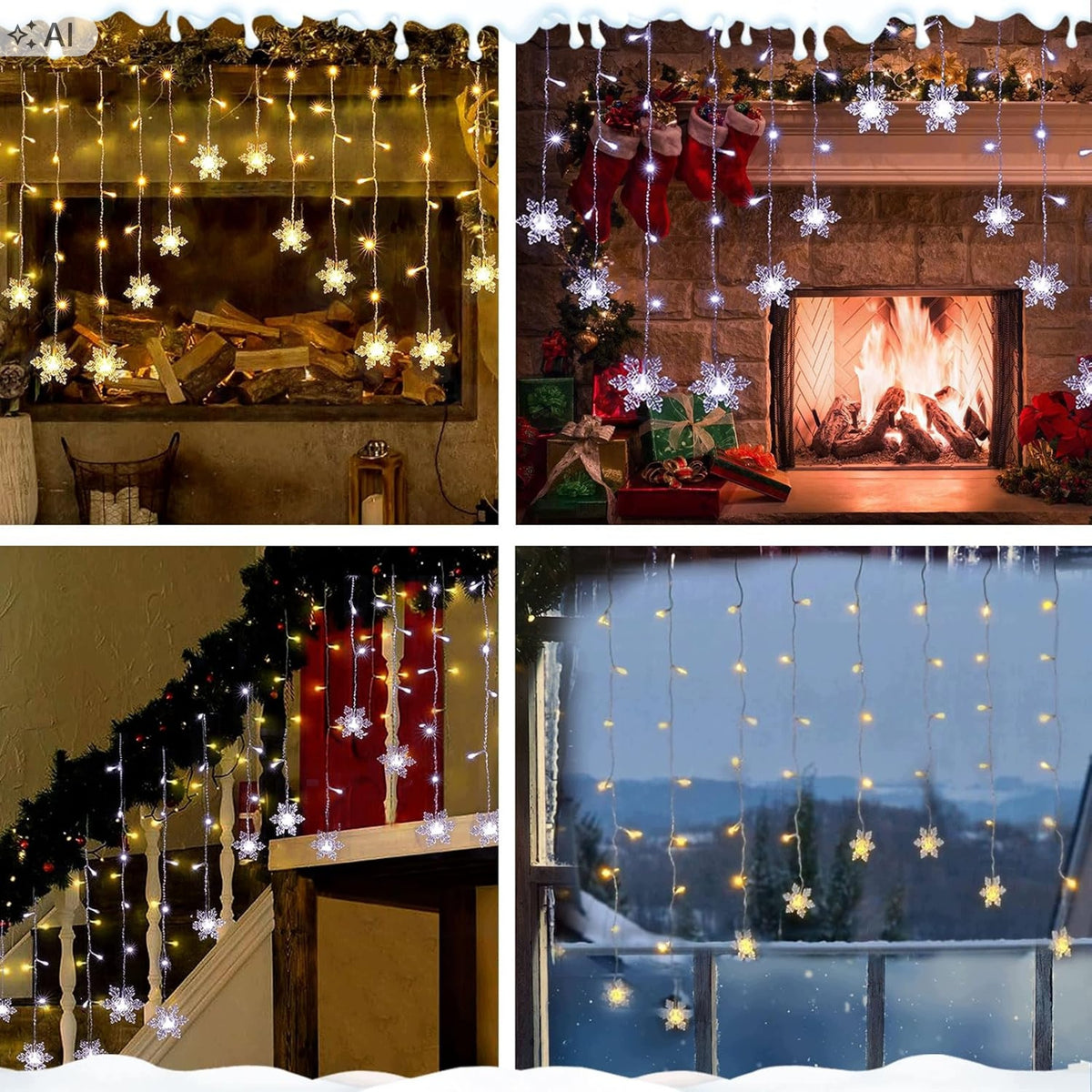 LED snowflake light curtain 2x1m with timer for window warm white Packaging status original