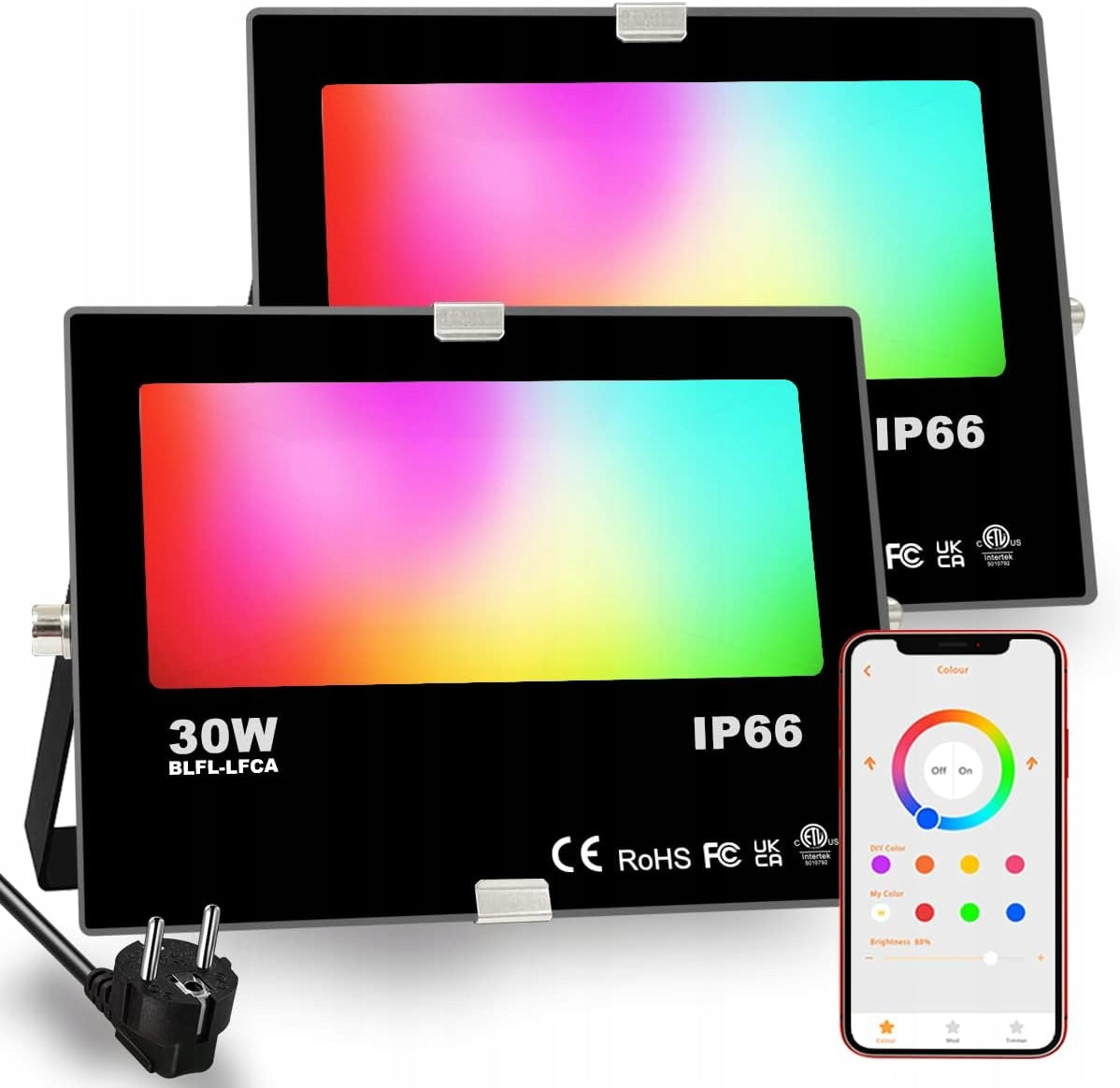 LED spotlight iLC RGB 30 W, RGBW color changing spotlight 2pcs
