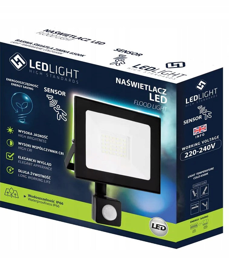LEDLIGHT 150W floodlight with motion and dusk sensor IP66 white cold Rated power 150 W