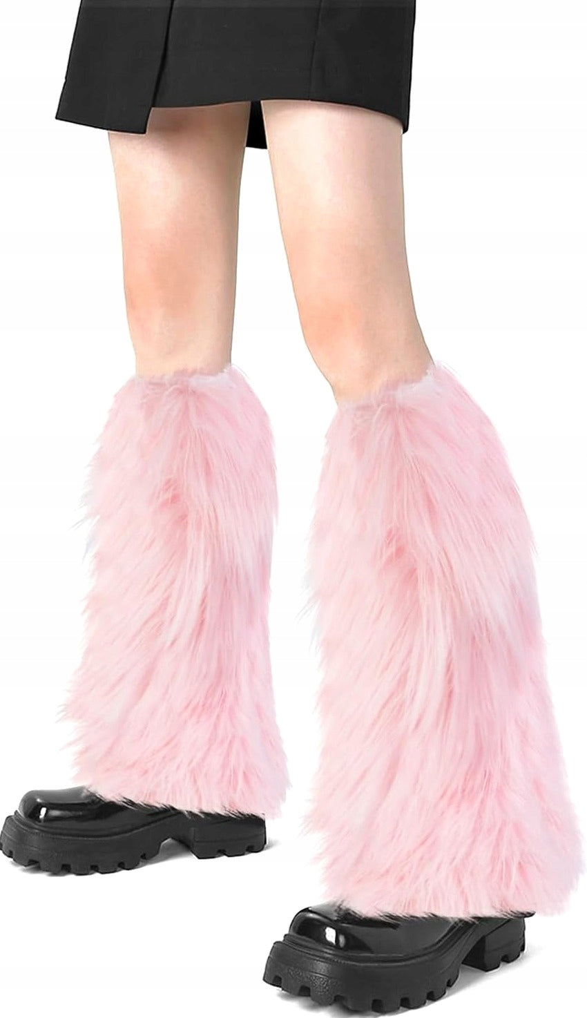 LEG WARMERS 40 CM PINK FAUX FUR WARM SOFT COMFORTABLE FASHIONABLE