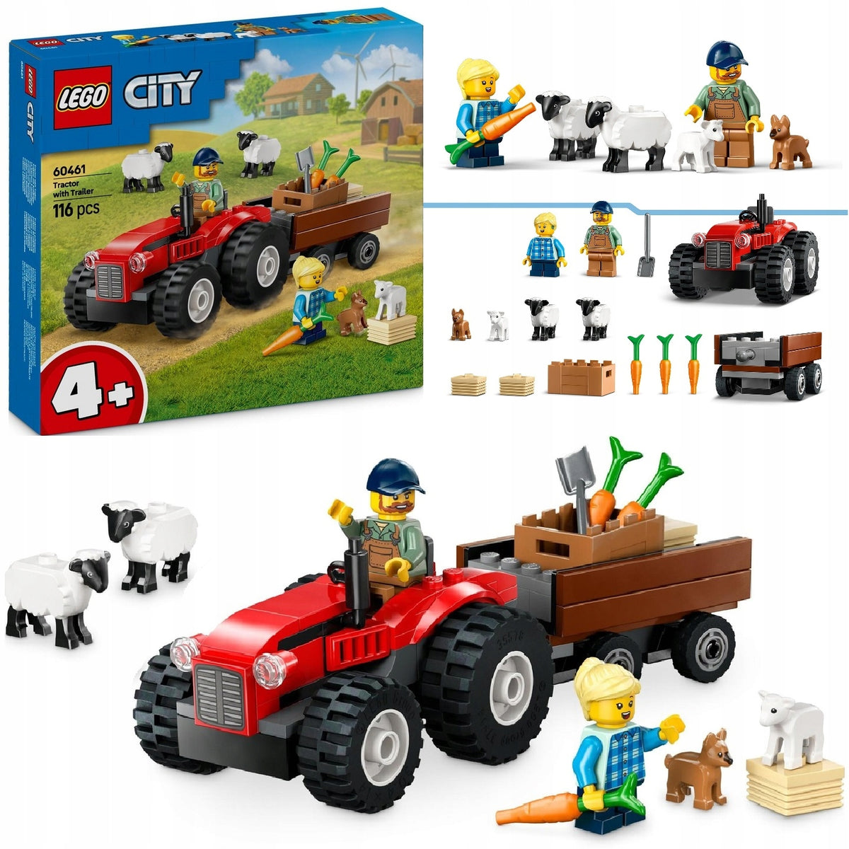 LEGO CITY 60461 RED TRACTOR WITH TRAILER AND SHEEP + PDF CATALOGUE