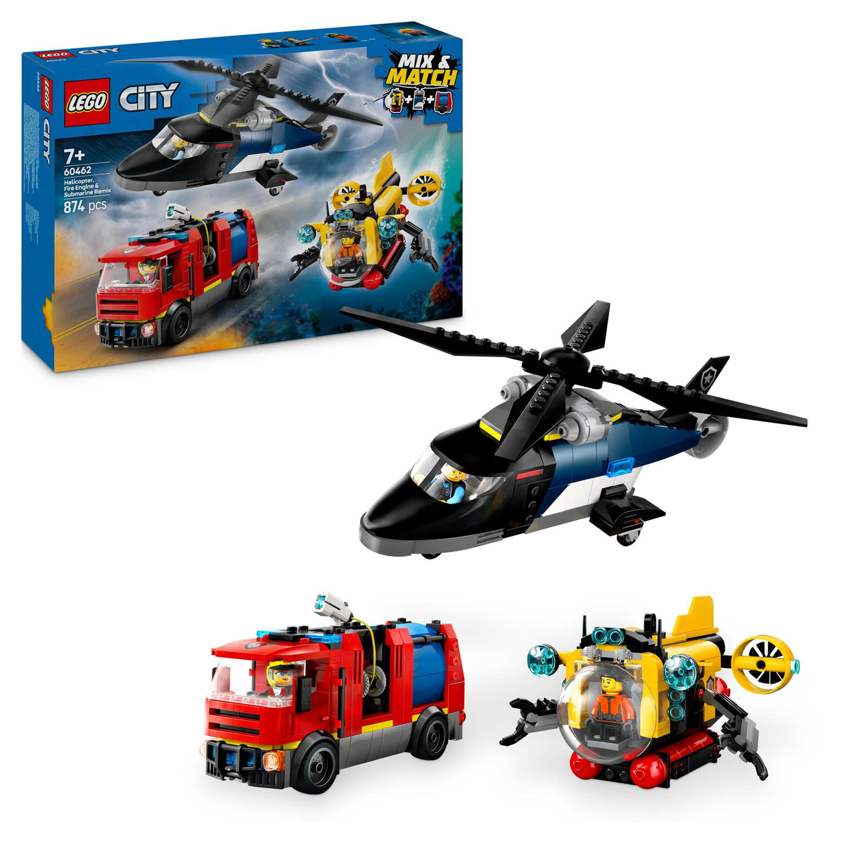 LEGO CITY 60462 SET WITH HELICOPTER, FIRE TRUCK AND SUBMARINE Brand LEGO