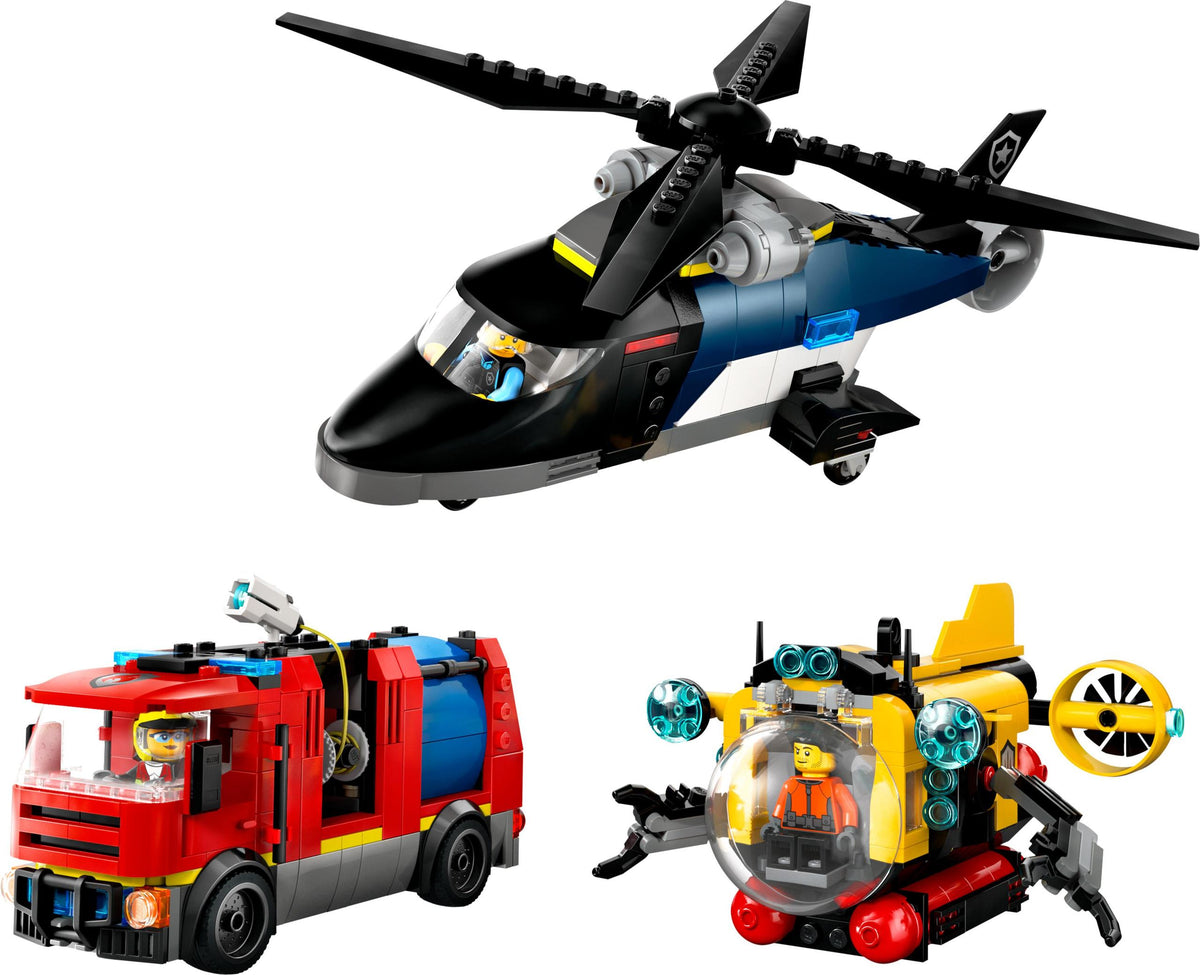 LEGO CITY 60462 SET WITH HELICOPTER, FIRE TRUCK AND SUBMARINE EAN (GTIN) 5702017812625