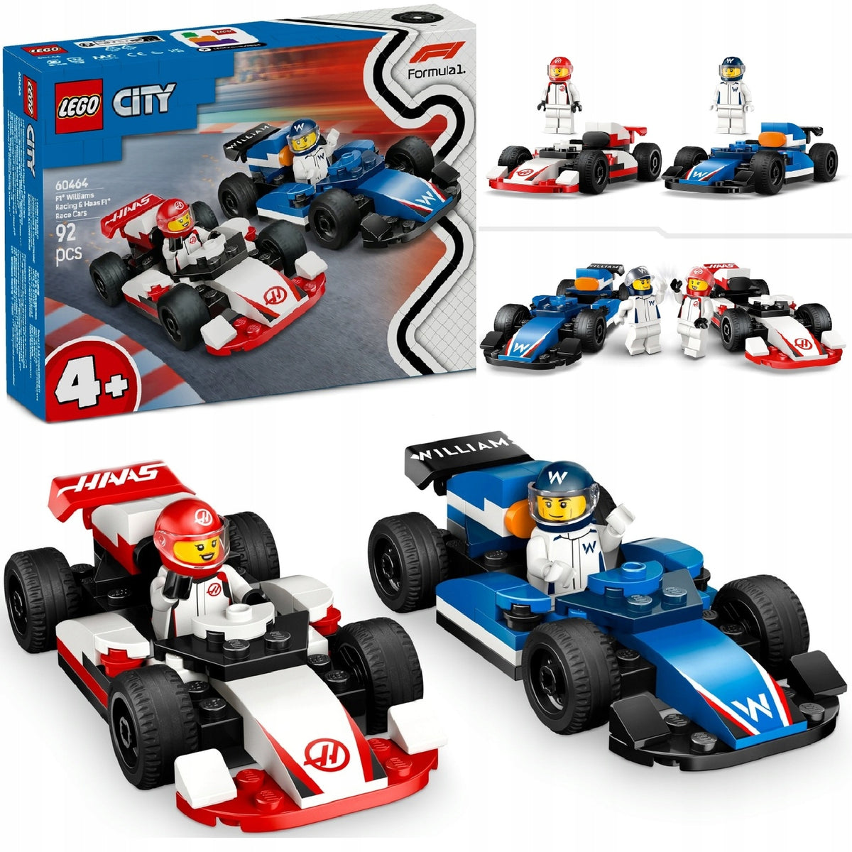 LEGO CITY F1 CARS WILLIAMS RACING AND HAAS F1 60464 + PDF CATALOGUE