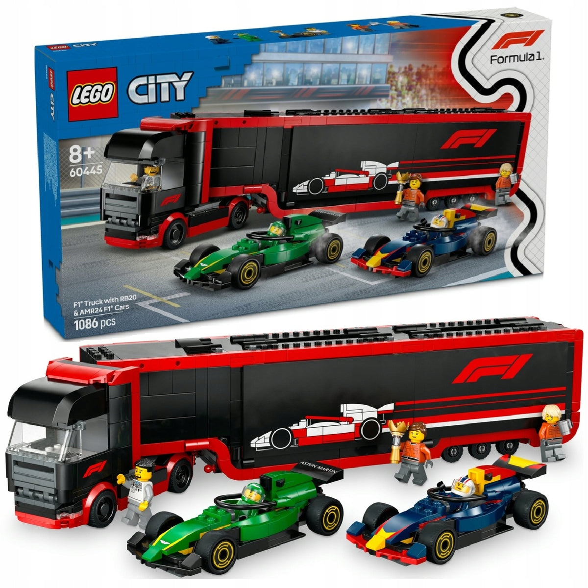LEGO CITY F1 TRUCK WITH RB20 AND AMR24 60445 CARS +PDF VERSION