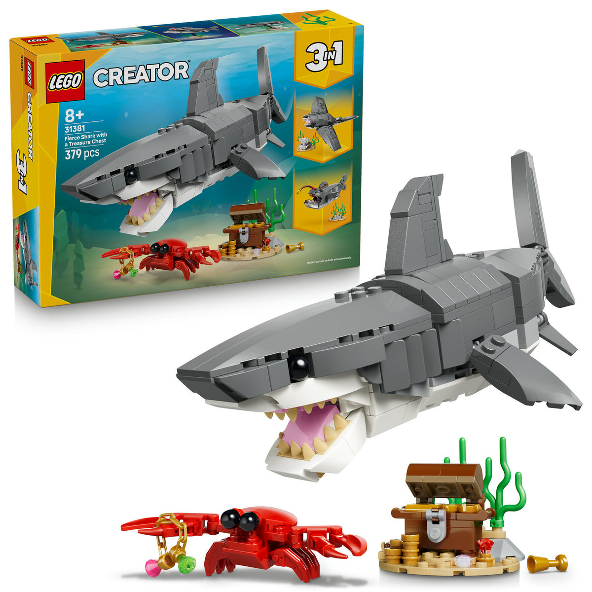 LEGO CREATOR 3 IN 1 31381 DANGEROUS SHARK AND TREASURE CHEST + CATALOGUE IN PDF Packaging status original