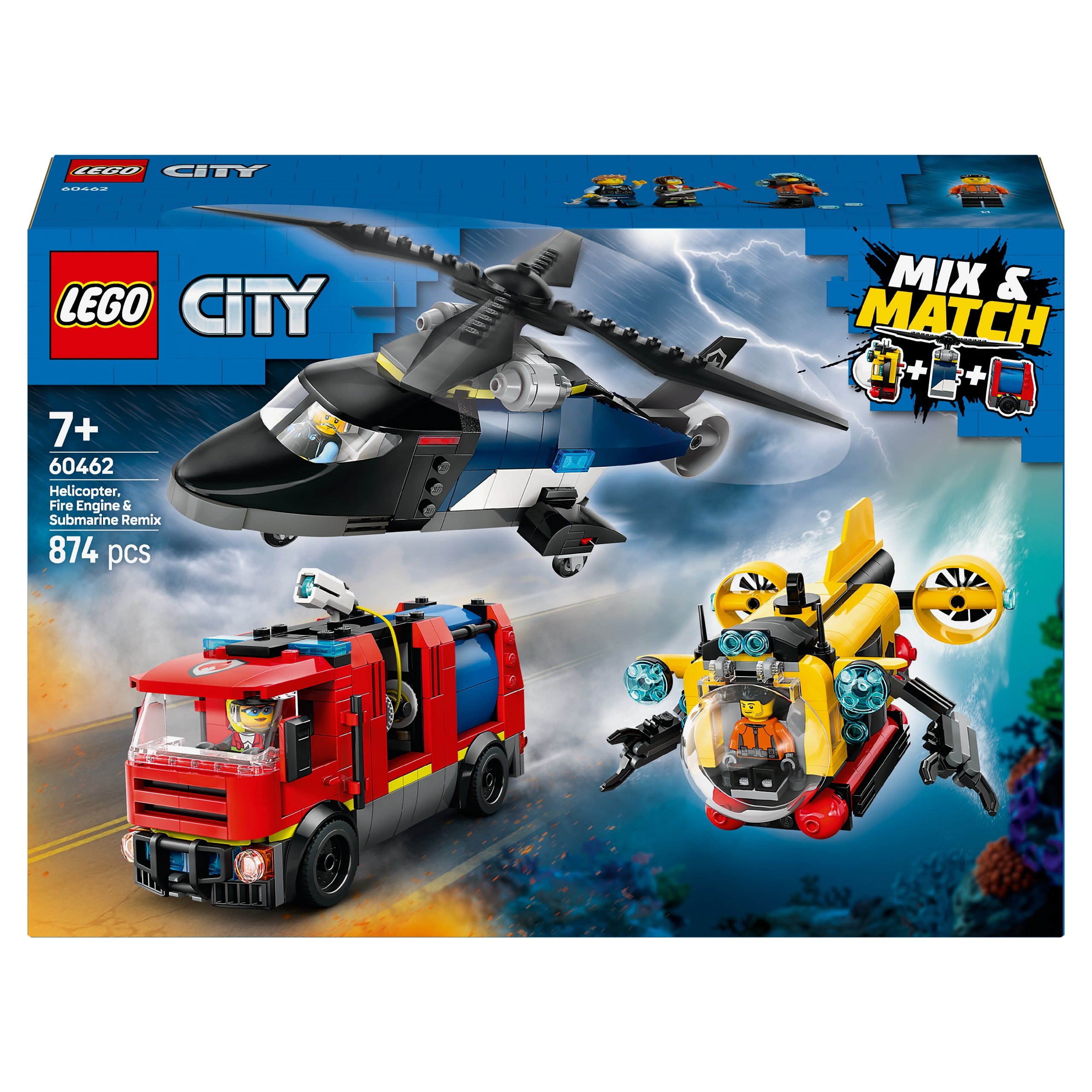 LEGO City 60462 Set with helicopter, fire truck and submarine Product number 60462